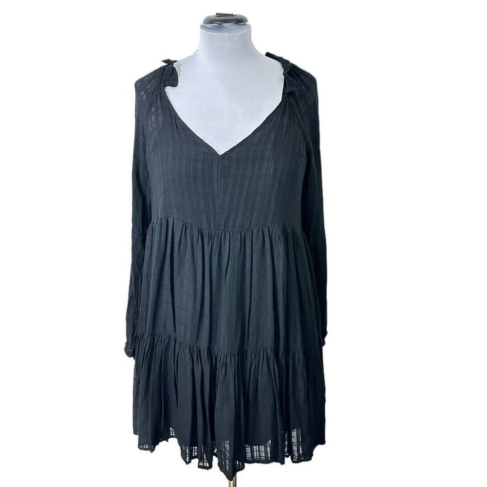 Wonderly Women's NWT SZ XL Tiered Semi-sheer Flowy Dress Black Winter Wonderland